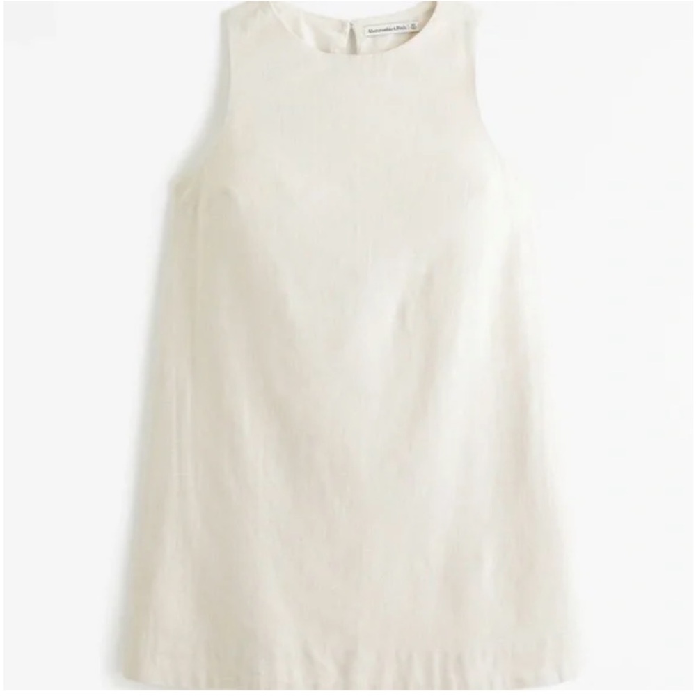 Abercrombie & Fitch Linen Sleeveless Shift Dress Women’s XL White Mini - Picture 1 of 6
